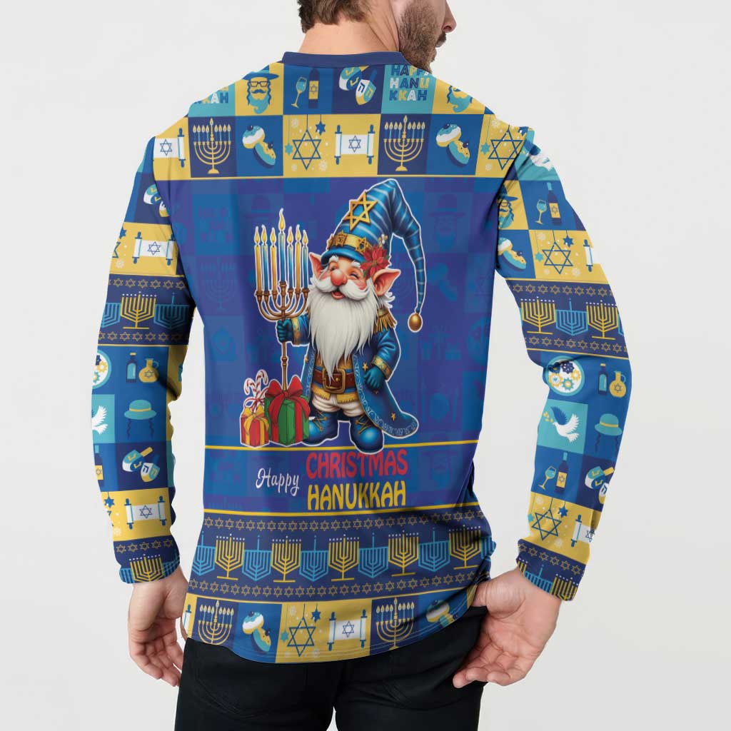 Merry Chrismukkah Button Sweatshirt With Gnome Christmas Hanukkah LT9 - Wonder Print Shop