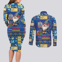 Merry Chrismukkah Couples Matching Long Sleeve Bodycon Dress and Long Sleeve Button Shirt With Gnome Christmas Hanukkah LT9 - Wonder Print Shop