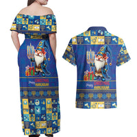 Merry Chrismukkah Couples Matching Off Shoulder Maxi Dress and Hawaiian Shirt With Gnome Christmas Hanukkah LT9 - Wonder Print Shop