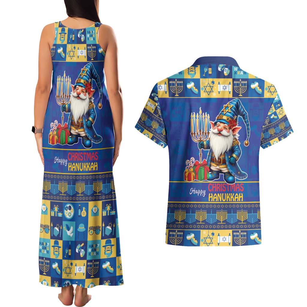 Merry Chrismukkah Couples Matching Tank Maxi Dress and Hawaiian Shirt With Gnome Christmas Hanukkah LT9 - Wonder Print Shop
