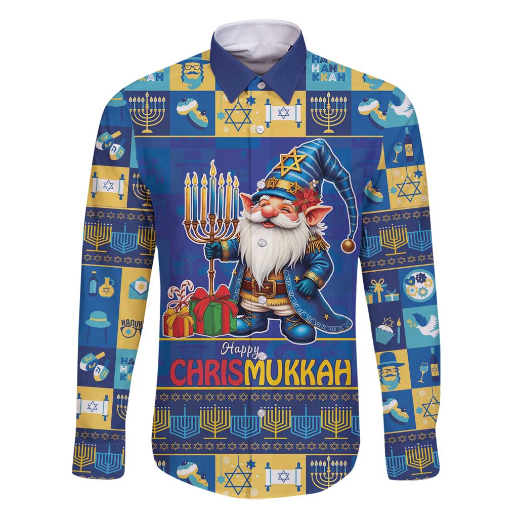 Merry Chrismukkah Family Matching Long Sleeve Bodycon Dress and Hawaiian Shirt With Gnome Christmas Hanukkah LT9 - Wonder Print Shop