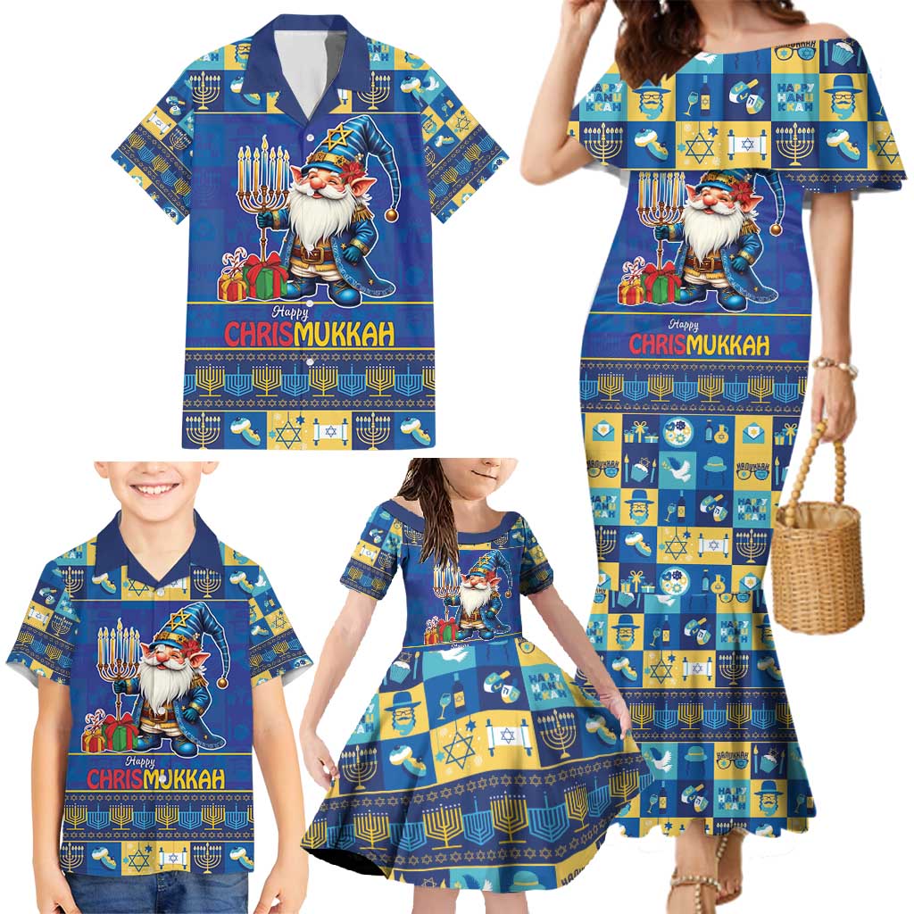 Merry Chrismukkah Family Matching Mermaid Dress and Hawaiian Shirt With Gnome Christmas Hanukkah LT9 - Wonder Print Shop