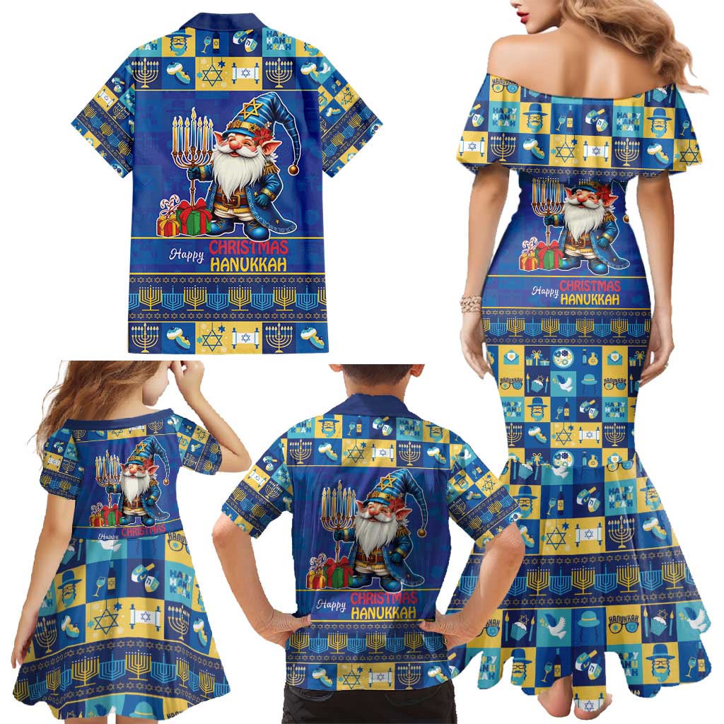Merry Chrismukkah Family Matching Mermaid Dress and Hawaiian Shirt With Gnome Christmas Hanukkah LT9 - Wonder Print Shop