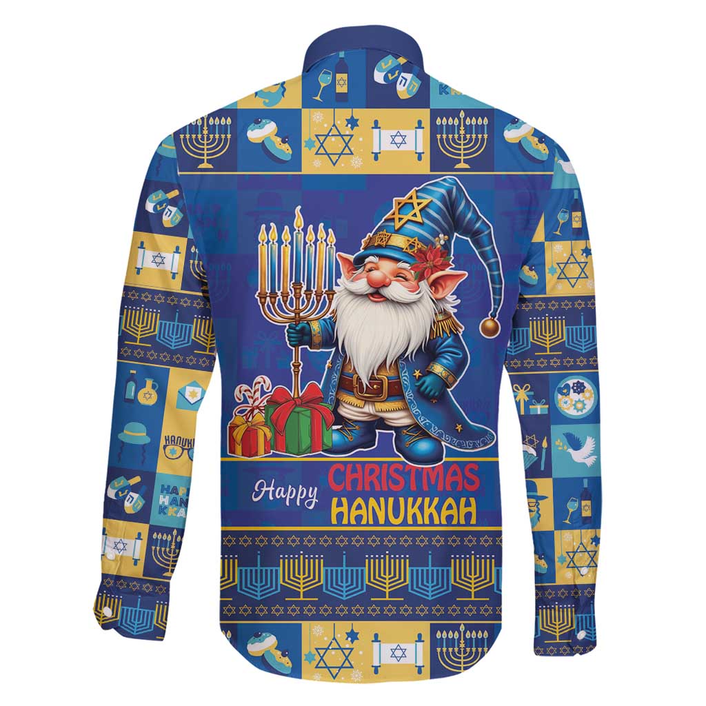 Merry Chrismukkah Family Matching Off Shoulder Short Dress and Hawaiian Shirt With Gnome Christmas Hanukkah LT9 - Wonder Print Shop