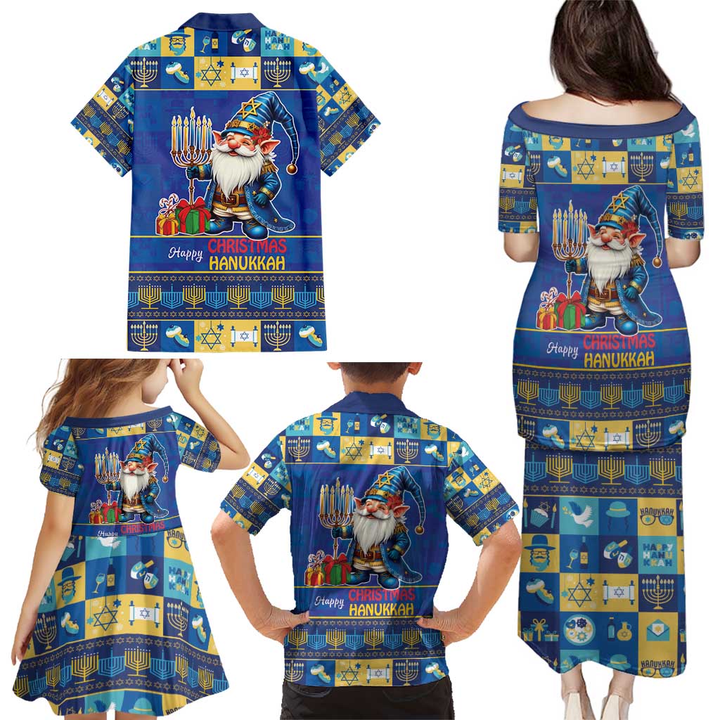 Merry Chrismukkah Family Matching Puletasi and Hawaiian Shirt With Gnome Christmas Hanukkah - Wonder Print Shop