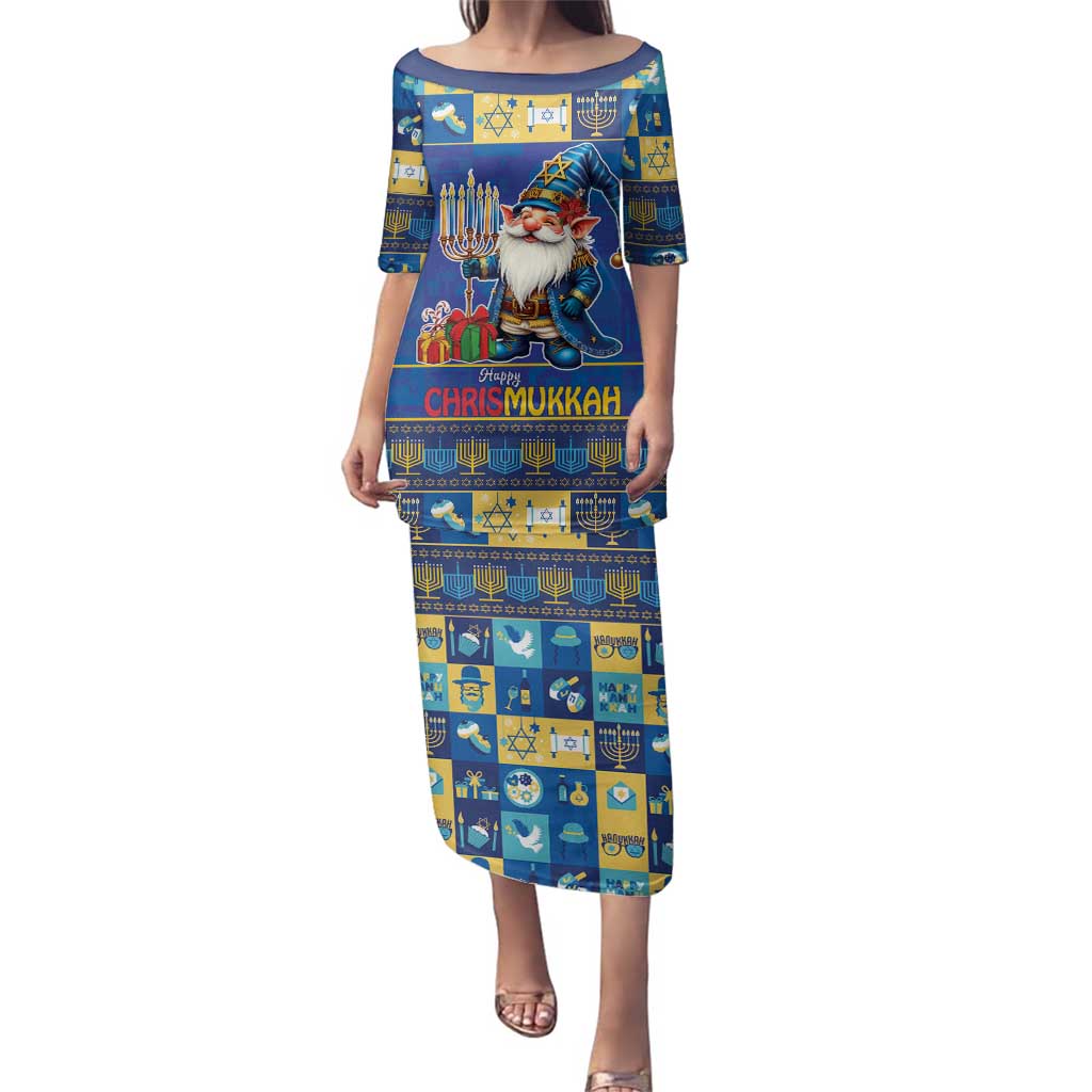 Merry Chrismukkah Family Matching Puletasi and Hawaiian Shirt With Gnome Christmas Hanukkah - Wonder Print Shop