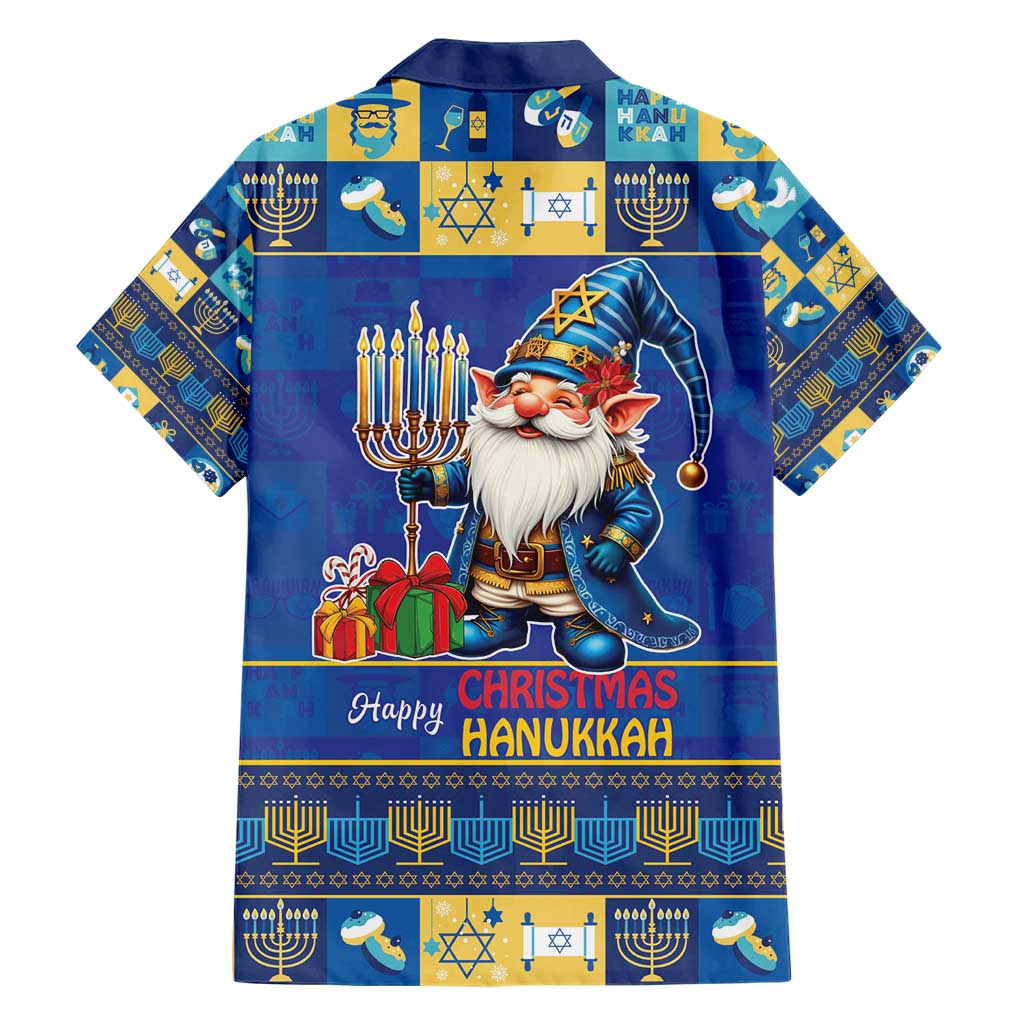 Merry Chrismukkah Family Matching Short Sleeve Bodycon Dress and Hawaiian Shirt With Gnome Christmas Hanukkah - Wonder Print Shop