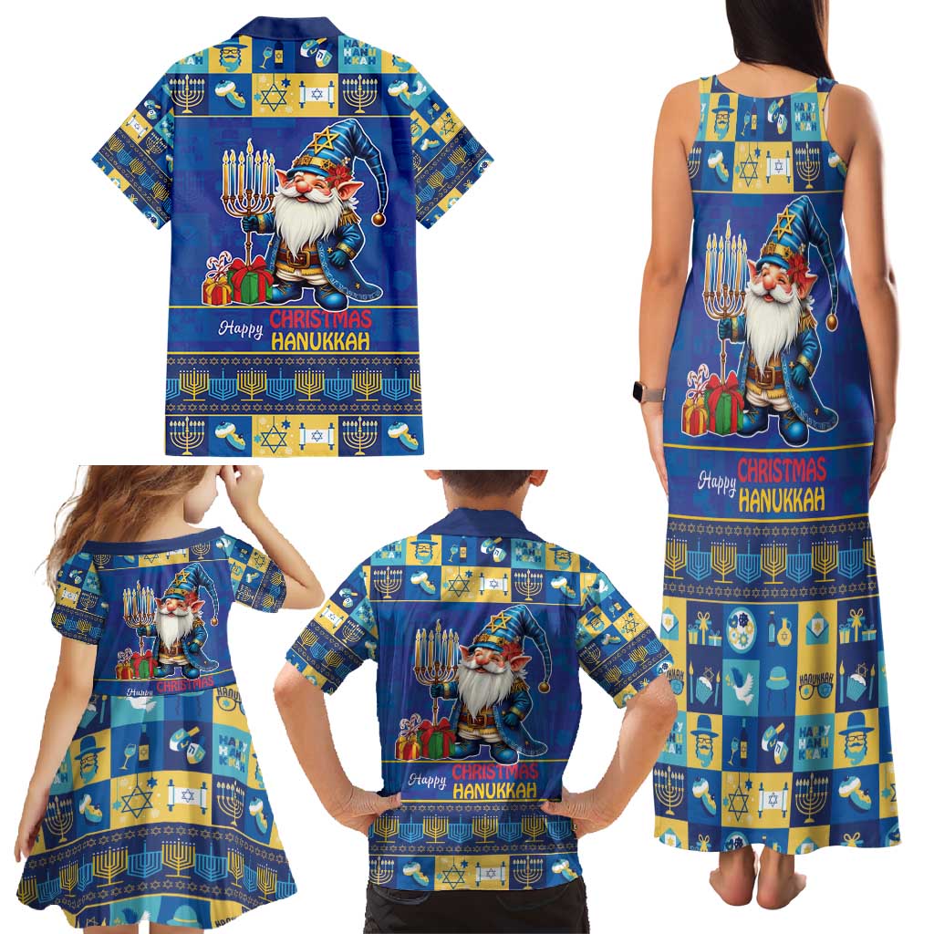 Merry Chrismukkah Family Matching Tank Maxi Dress and Hawaiian Shirt With Gnome Christmas Hanukkah - Wonder Print Shop