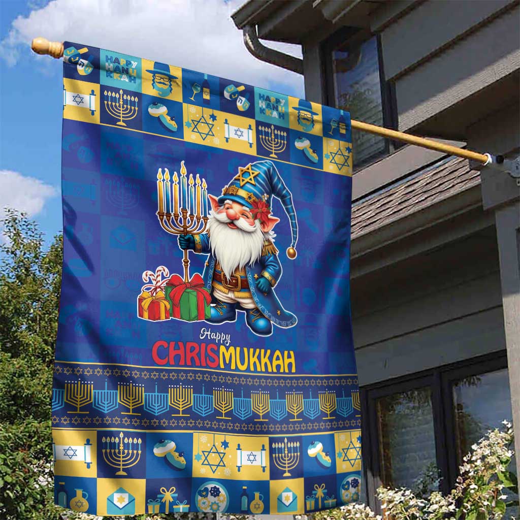 Merry Chrismukkah Garden Flag With Gnome Christmas Hanukkah - Wonder Print Shop