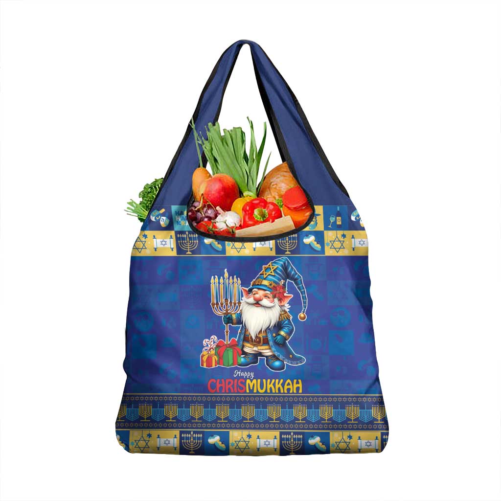 Merry Chrismukkah Grocery Bag With Gnome Christmas Hanukkah
