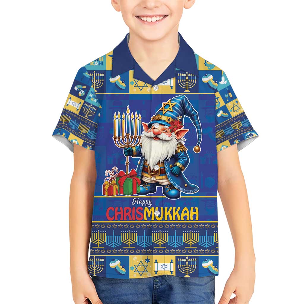 Merry Chrismukkah Kid Hawaiian Shirt With Gnome Christmas Hanukkah - Wonder Print Shop
