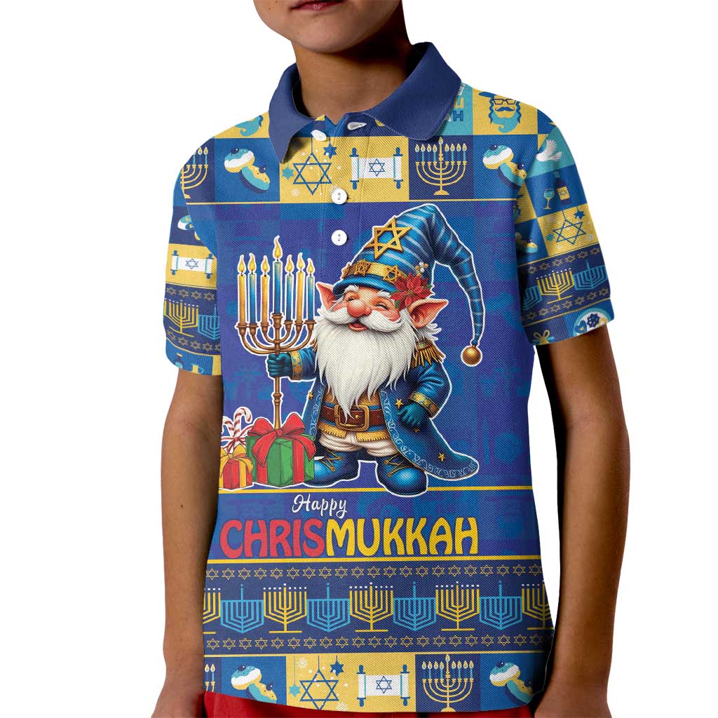 Merry Chrismukkah Kid Polo Shirt With Gnome Christmas Hanukkah - Wonder Print Shop