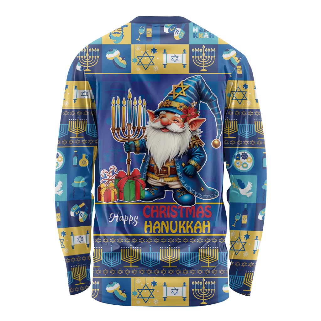 Merry Chrismukkah Long Sleeve Shirt With Gnome Christmas Hanukkah - Wonder Print Shop