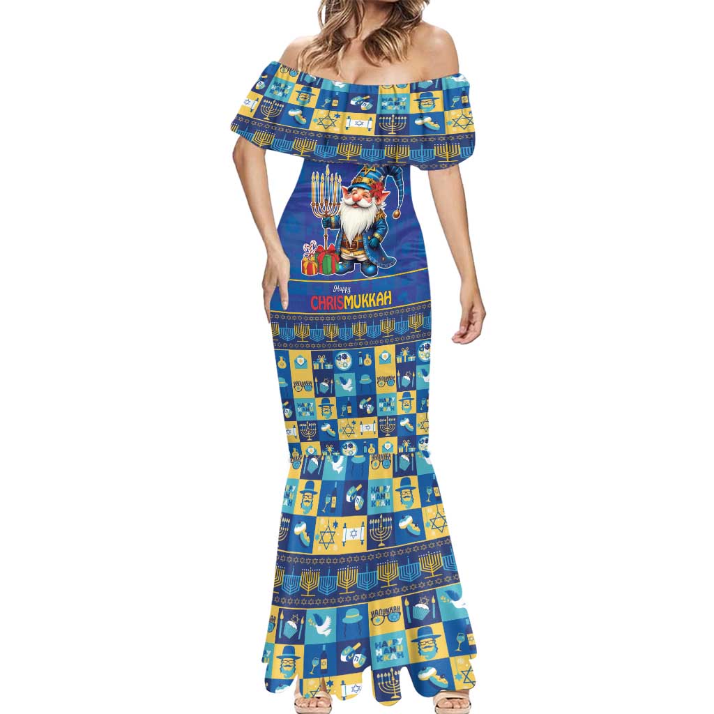 Merry Chrismukkah Mermaid Dress With Gnome Christmas Hanukkah - Wonder Print Shop