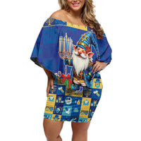 Merry Chrismukkah Off Shoulder Short Dress With Gnome Christmas Hanukkah - Wonder Print Shop