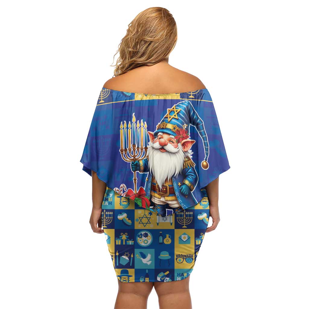Merry Chrismukkah Off Shoulder Short Dress With Gnome Christmas Hanukkah - Wonder Print Shop