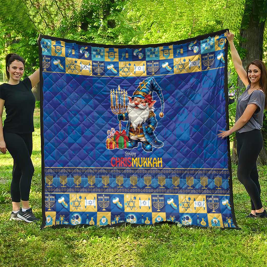Merry Chrismukkah Quilt With Gnome Christmas Hanukkah - Wonder Print Shop