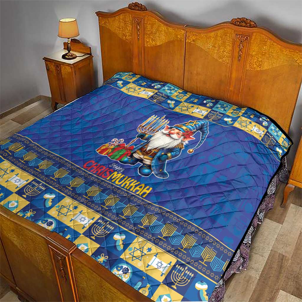 Merry Chrismukkah Quilt With Gnome Christmas Hanukkah - Wonder Print Shop