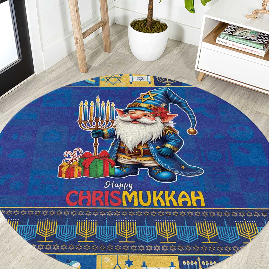 Merry Chrismukkah Round Carpet With Gnome Christmas Hanukkah