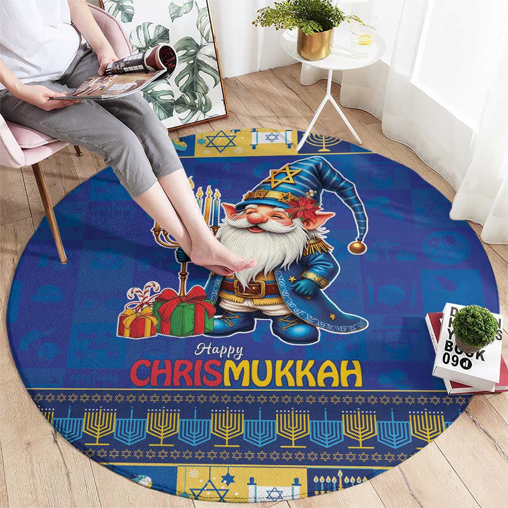 Merry Chrismukkah Round Carpet With Gnome Christmas Hanukkah