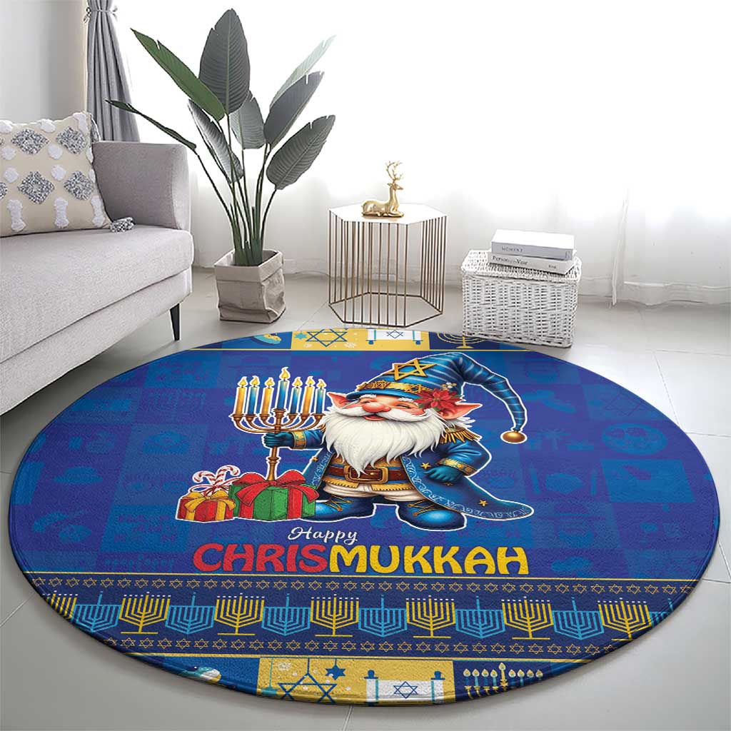 Merry Chrismukkah Round Carpet With Gnome Christmas Hanukkah