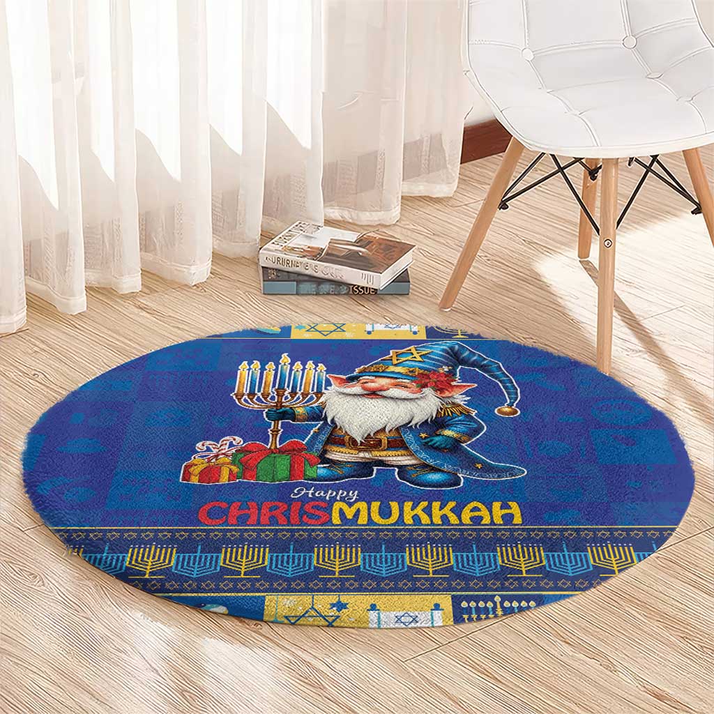 Merry Chrismukkah Round Carpet With Gnome Christmas Hanukkah