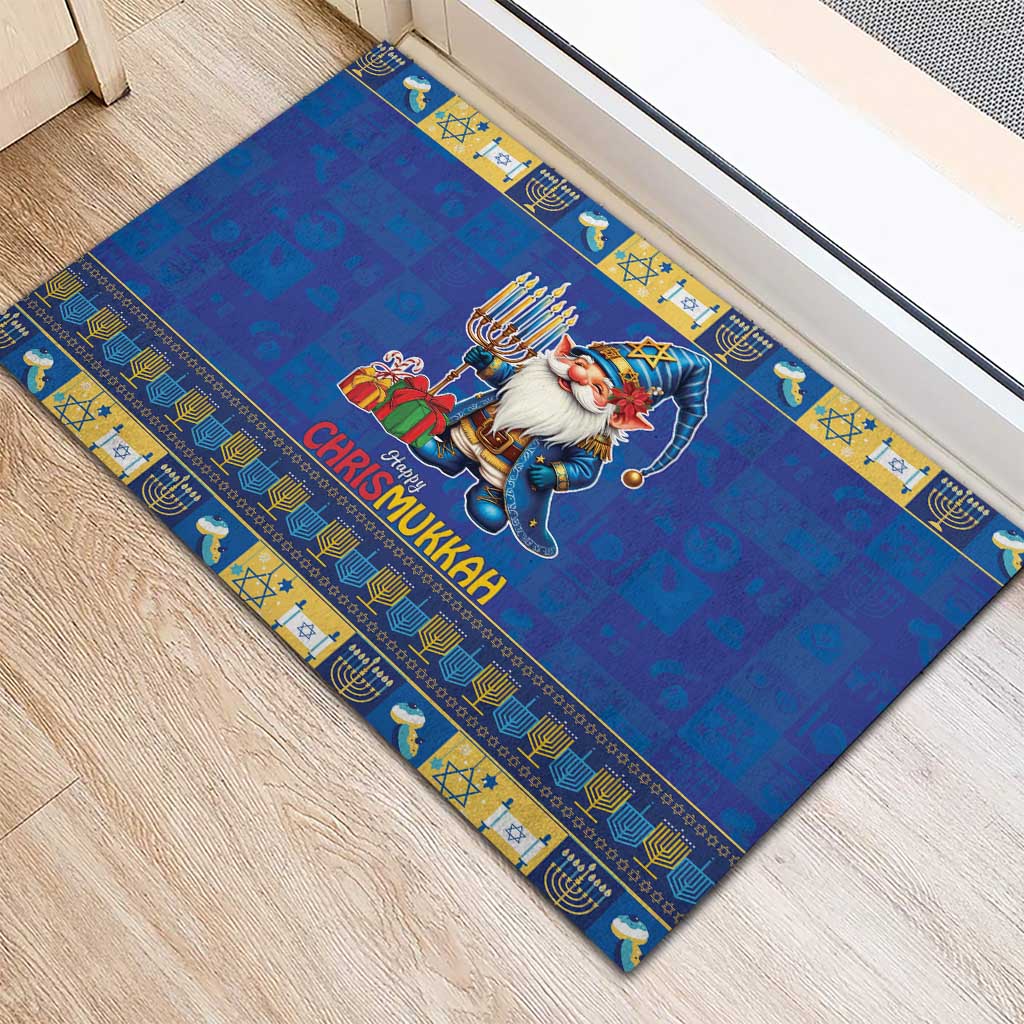 Merry Chrismukkah Rubber Doormat With Gnome Christmas Hanukkah - Wonder Print Shop