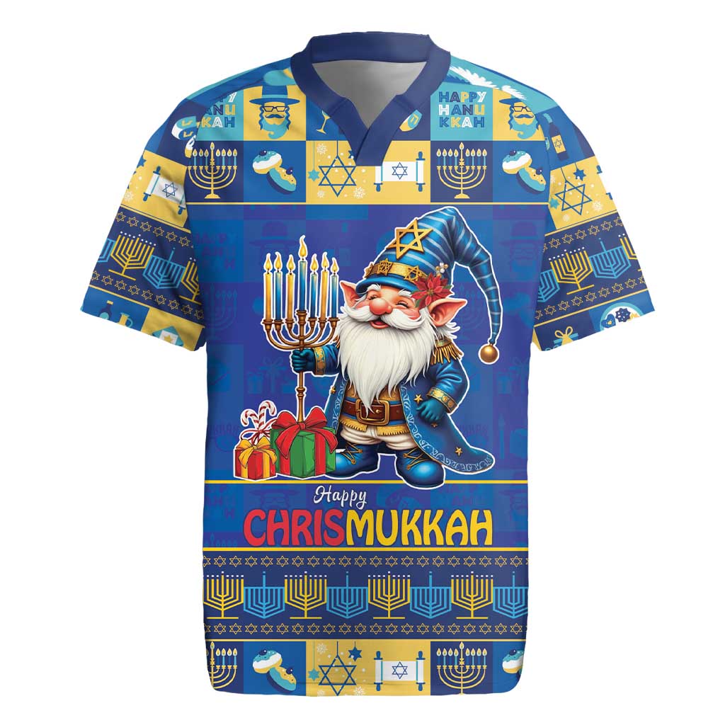 Merry Chrismukkah Rugby Jersey With Gnome Christmas Hanukkah - Wonder Print Shop