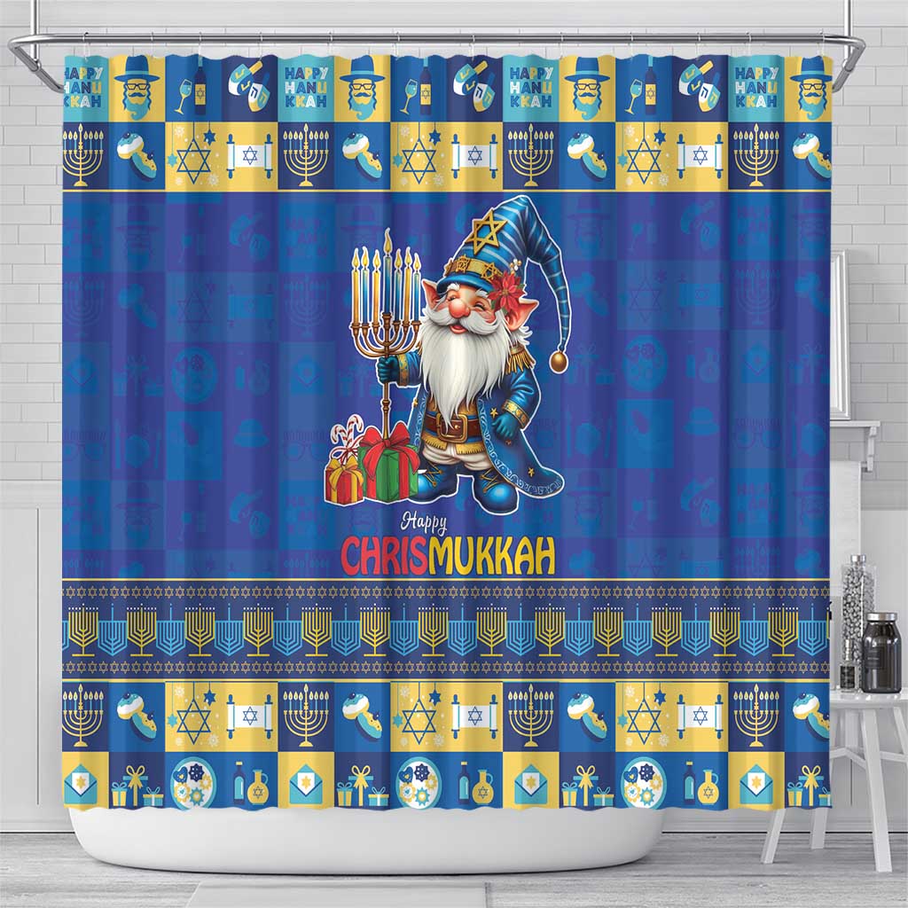 Merry Chrismukkah Shower Curtain With Gnome Christmas Hanukkah