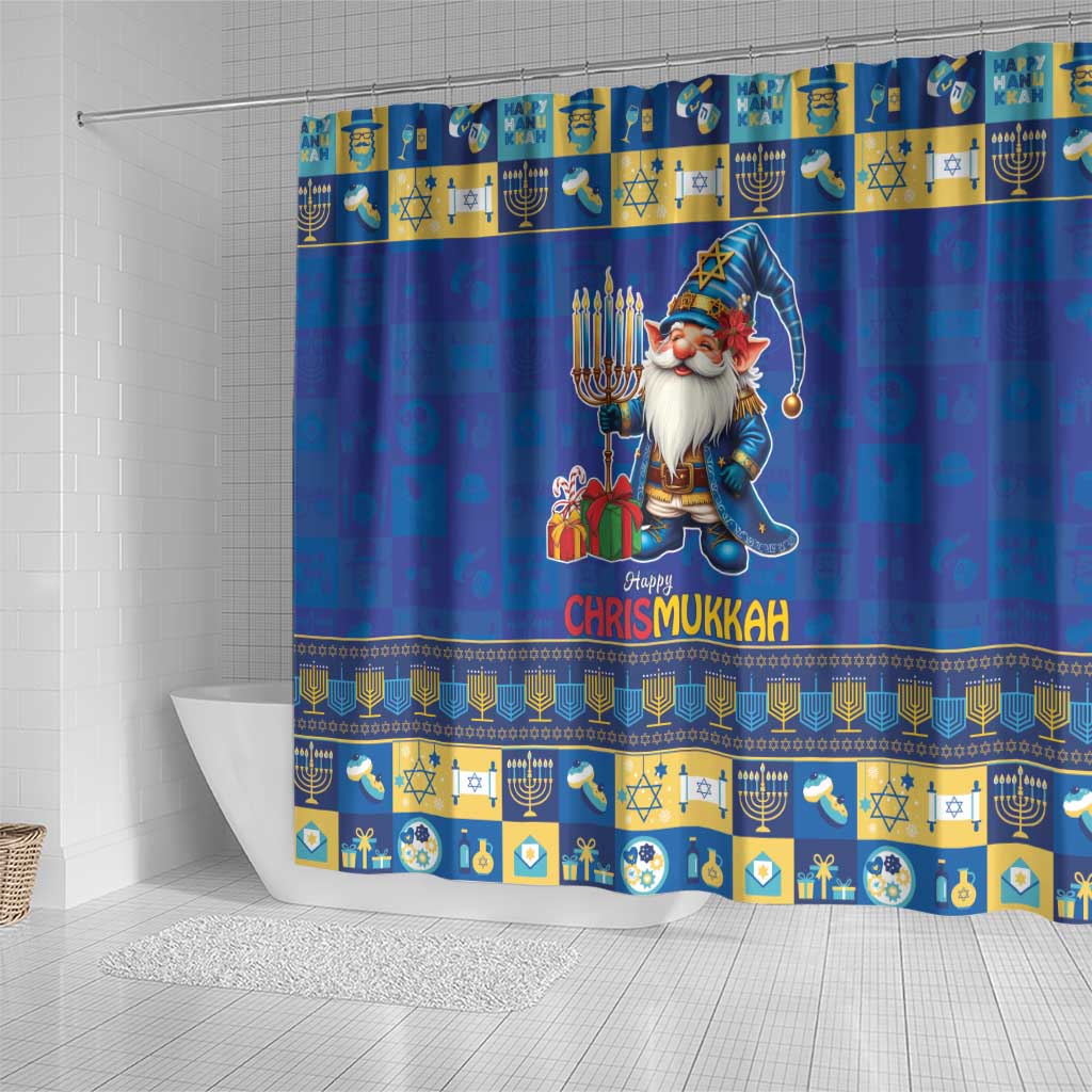 Merry Chrismukkah Shower Curtain With Gnome Christmas Hanukkah