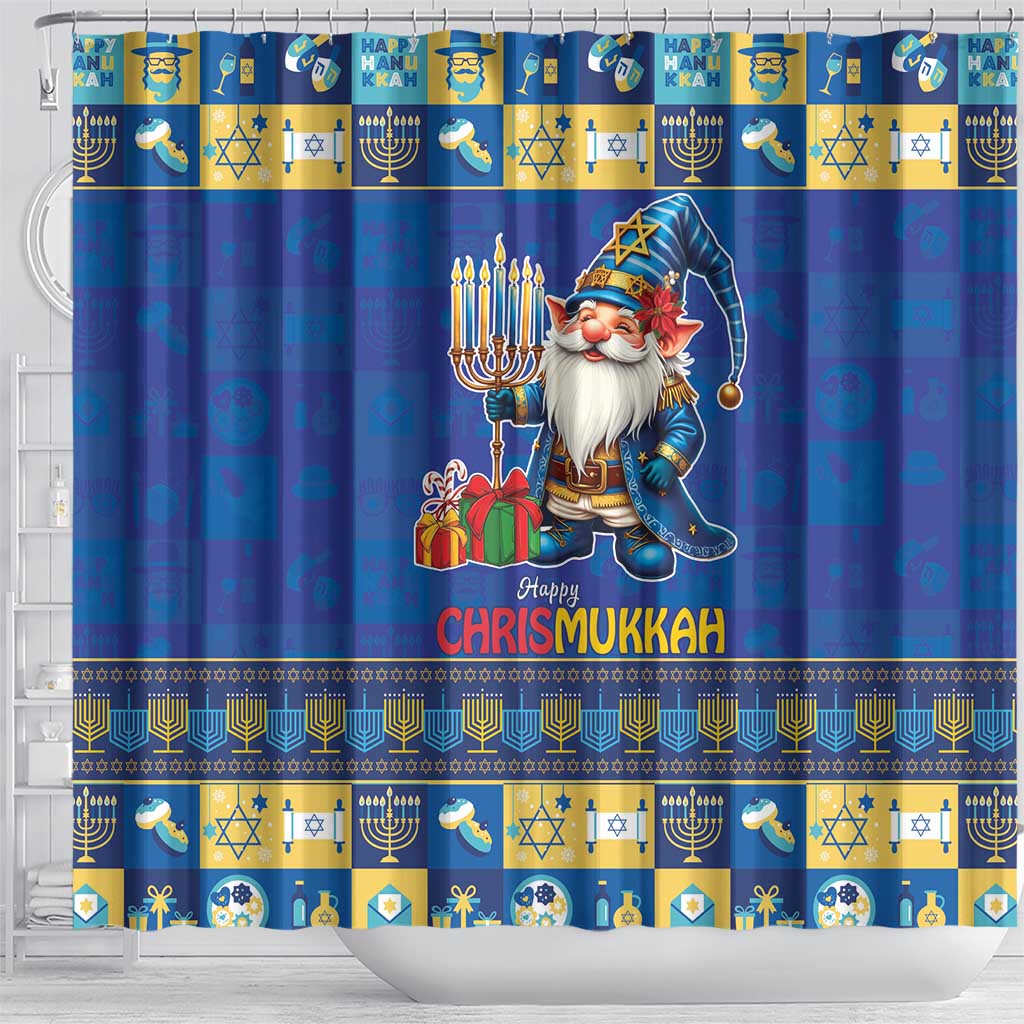 Merry Chrismukkah Shower Curtain With Gnome Christmas Hanukkah