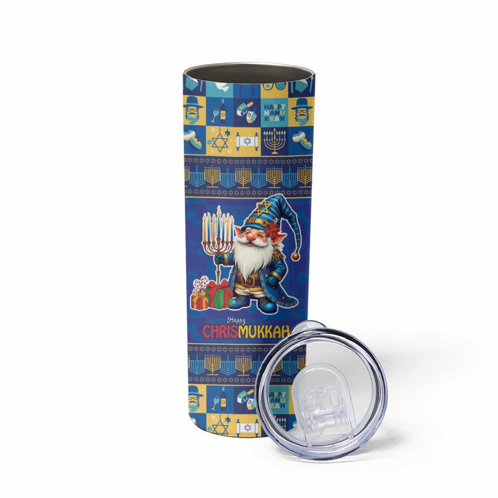 Merry Chrismukkah Skinny Tumbler With Gnome Christmas Hanukkah - Wonder Print Shop