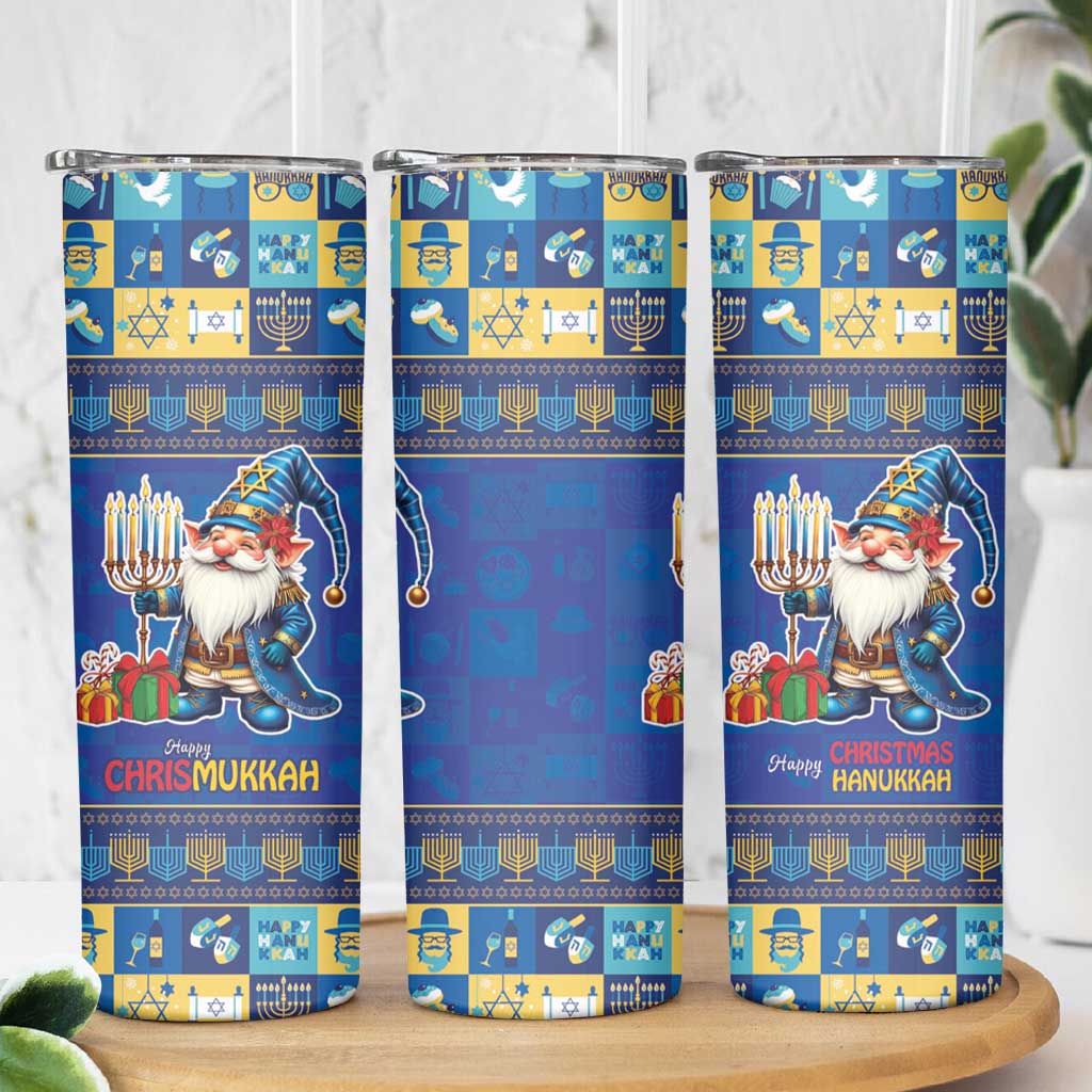 Merry Chrismukkah Skinny Tumbler With Gnome Christmas Hanukkah - Wonder Print Shop