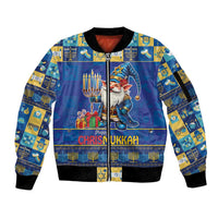 Merry Chrismukkah Sleeve Zip Bomber Jacket With Gnome Christmas Hanukkah - Wonder Print Shop