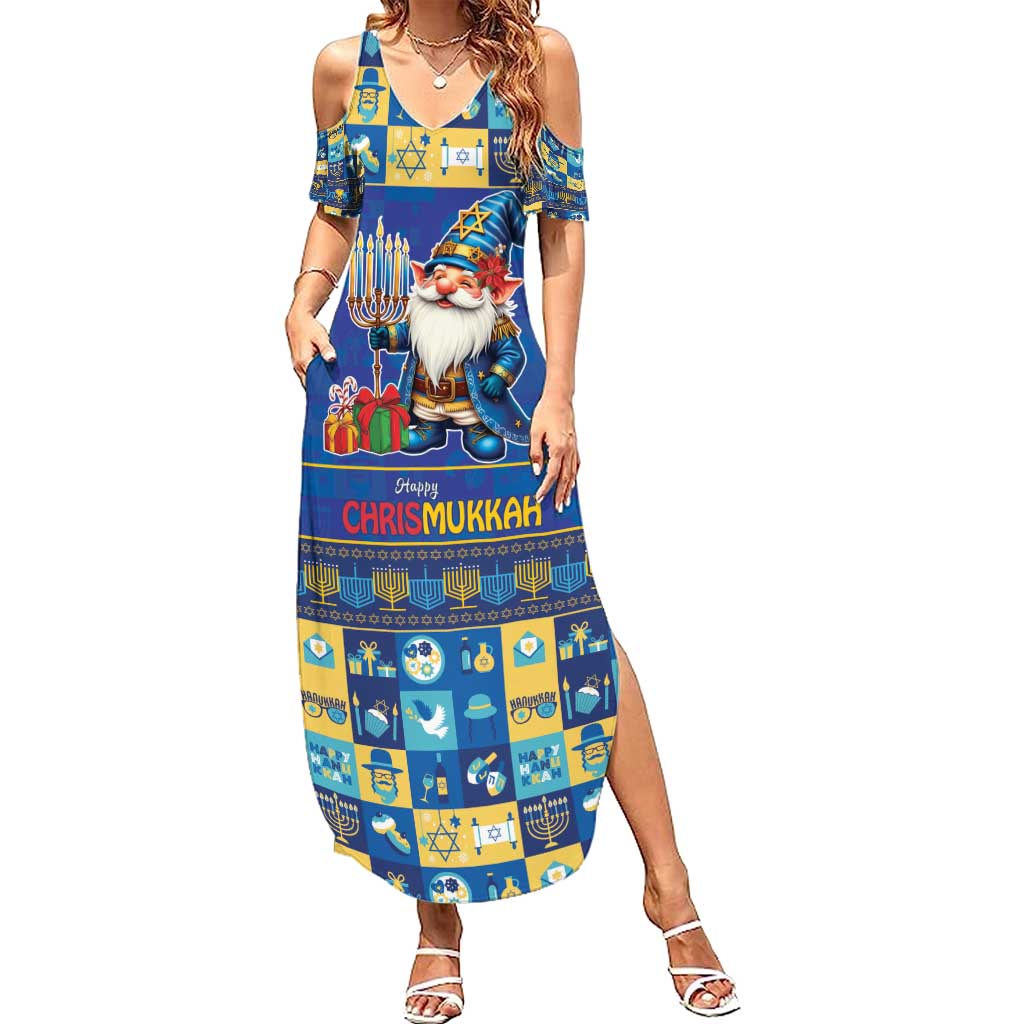 Merry Chrismukkah Summer Maxi Dress With Gnome Christmas Hanukkah - Wonder Print Shop