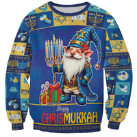 Merry Chrismukkah Sweatshirt With Gnome Christmas Hanukkah - Wonder Print Shop