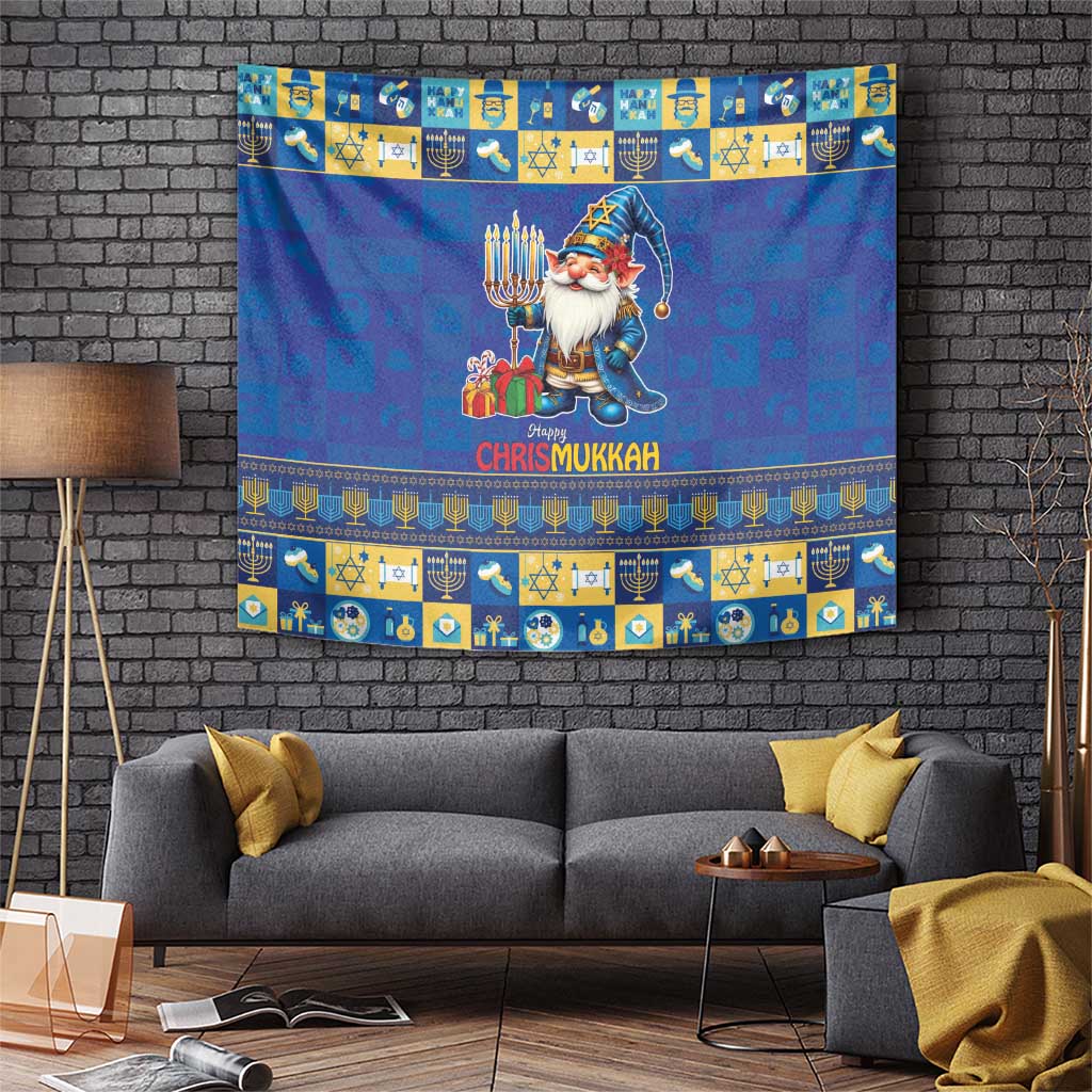 Merry Chrismukkah Tapestry With Gnome Christmas Hanukkah - Wonder Print Shop