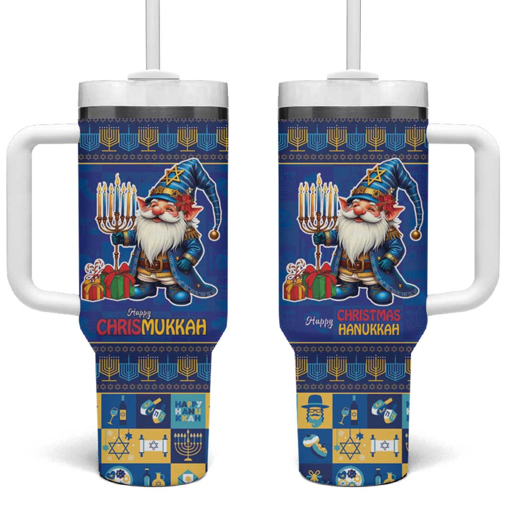 Merry Chrismukkah Tumbler With Handle With Gnome Christmas Hanukkah - Wonder Print Shop