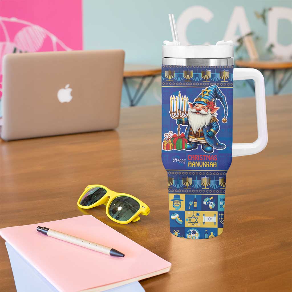Merry Chrismukkah Tumbler With Handle With Gnome Christmas Hanukkah - Wonder Print Shop