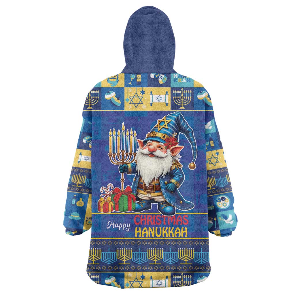 Merry Chrismukkah Wearable Blanket Hoodie With Gnome Christmas Hanukkah - Wonder Print Shop