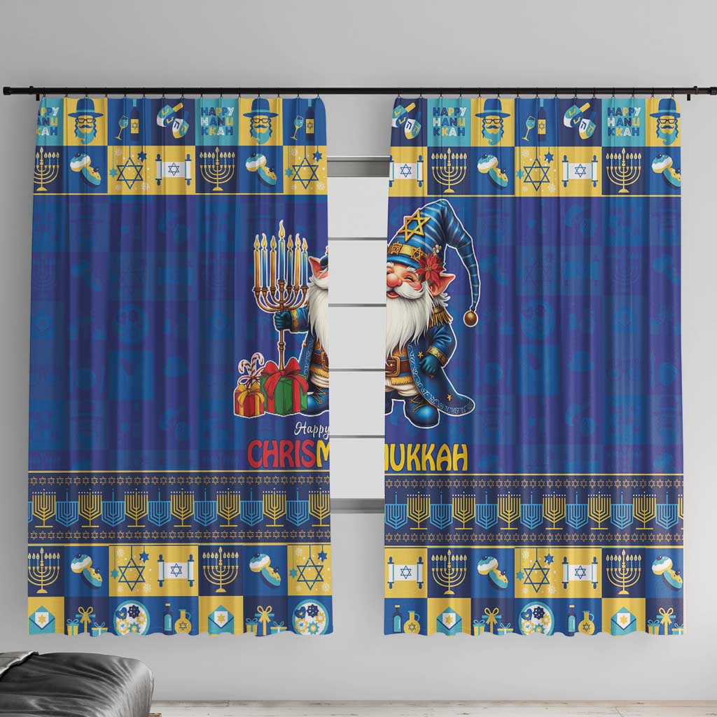 Merry Chrismukkah Window Curtain With Gnome Christmas Hanukkah - Wonder Print Shop