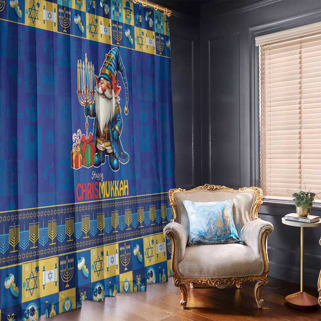 Merry Chrismukkah Window Curtain With Gnome Christmas Hanukkah - Wonder Print Shop