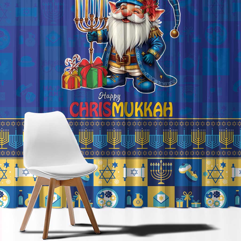 Merry Chrismukkah Window Curtain With Gnome Christmas Hanukkah - Wonder Print Shop