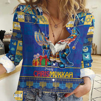 Merry Chrismukkah Women Casual Shirt With Gnome Christmas Hanukkah - Wonder Print Shop