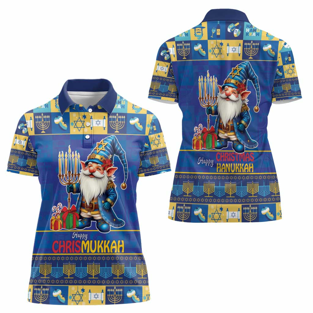 Merry Chrismukkah Women Polo Shirt With Gnome Christmas Hanukkah - Wonder Print Shop