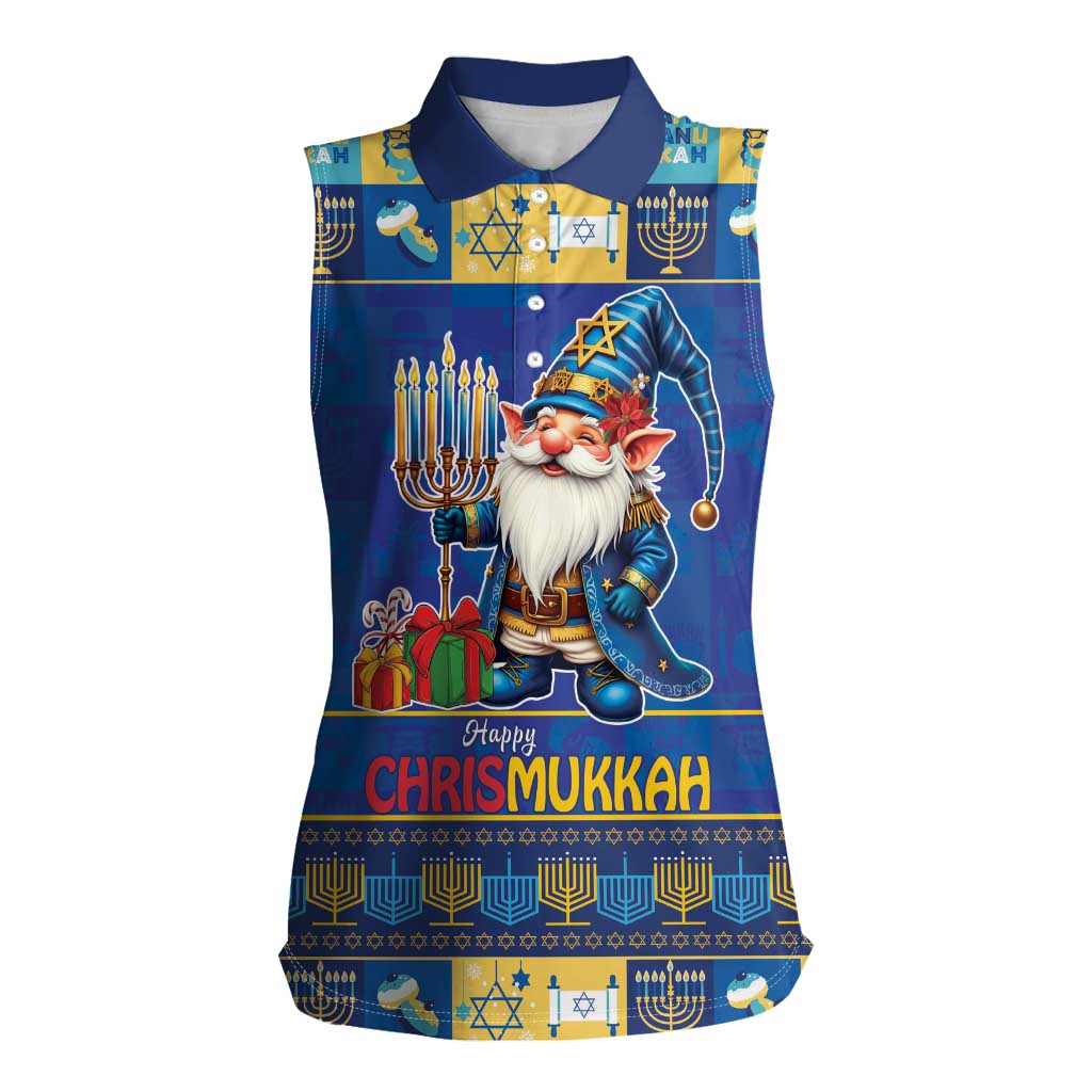 Merry Chrismukkah Women Sleeveless Polo Shirt With Gnome Christmas Hanukkah - Wonder Print Shop