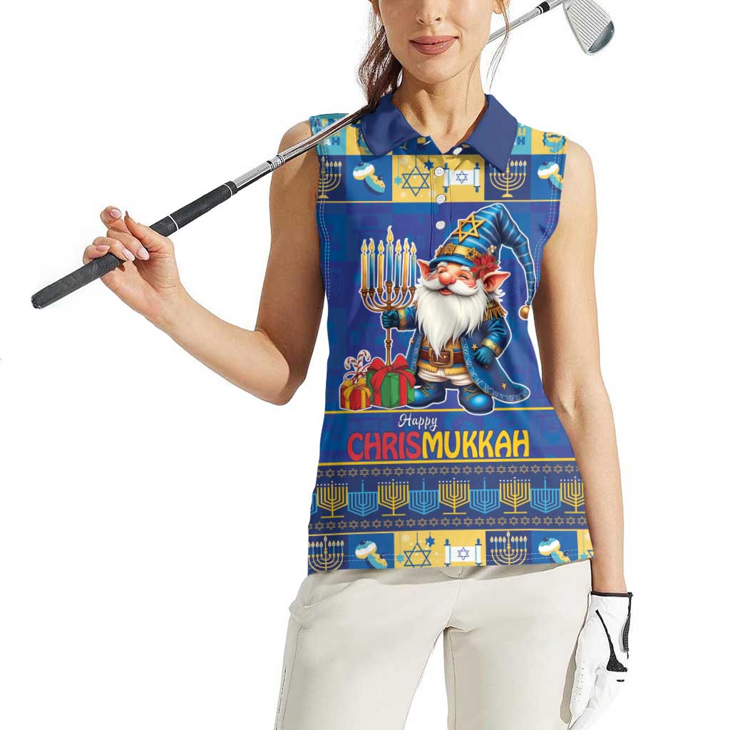 Merry Chrismukkah Women Sleeveless Polo Shirt With Gnome Christmas Hanukkah - Wonder Print Shop