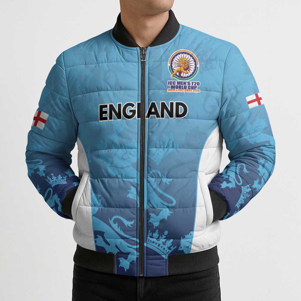 England Cricket Spirit 2026 Bomber Puffer Jacket World T20 Edition - Wonder Print Shop