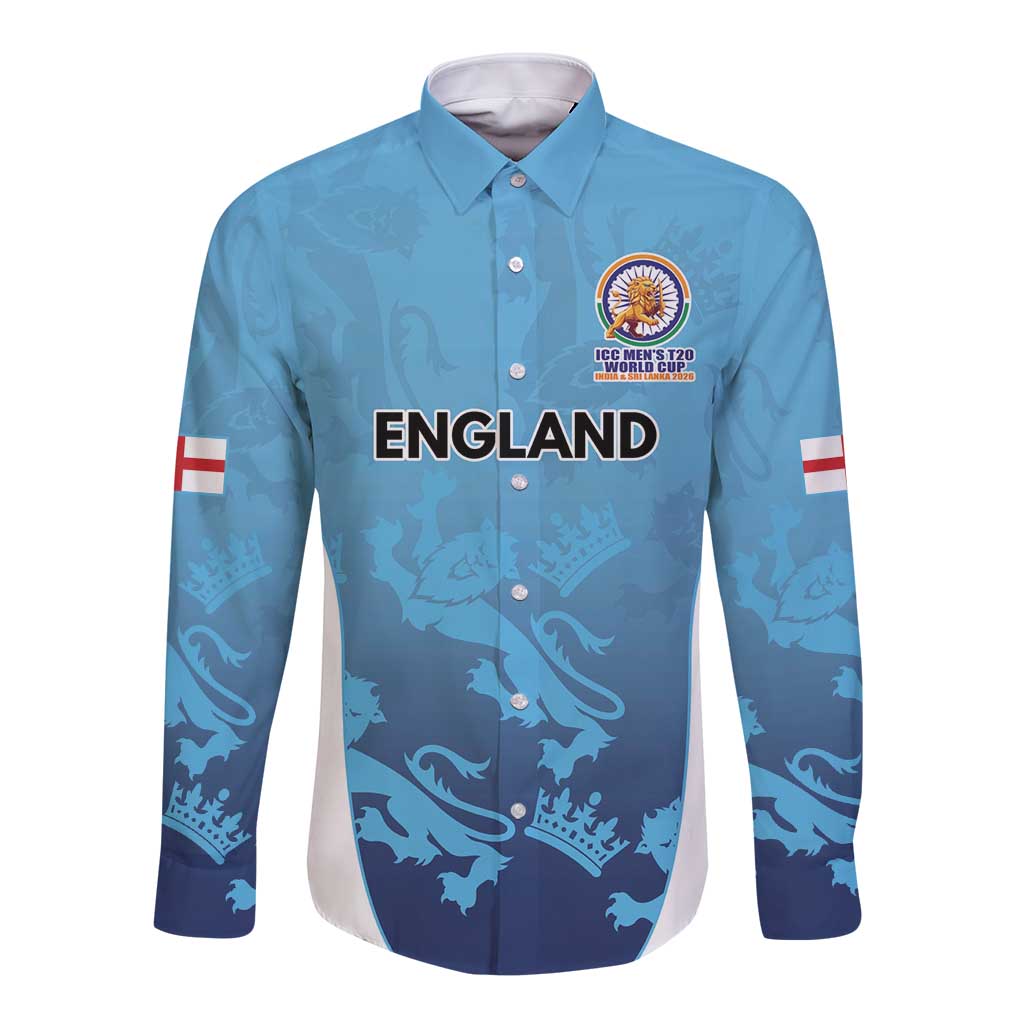England Cricket Spirit 2026 Long Sleeve Button Shirt World T20 Edition - Wonder Print Shop