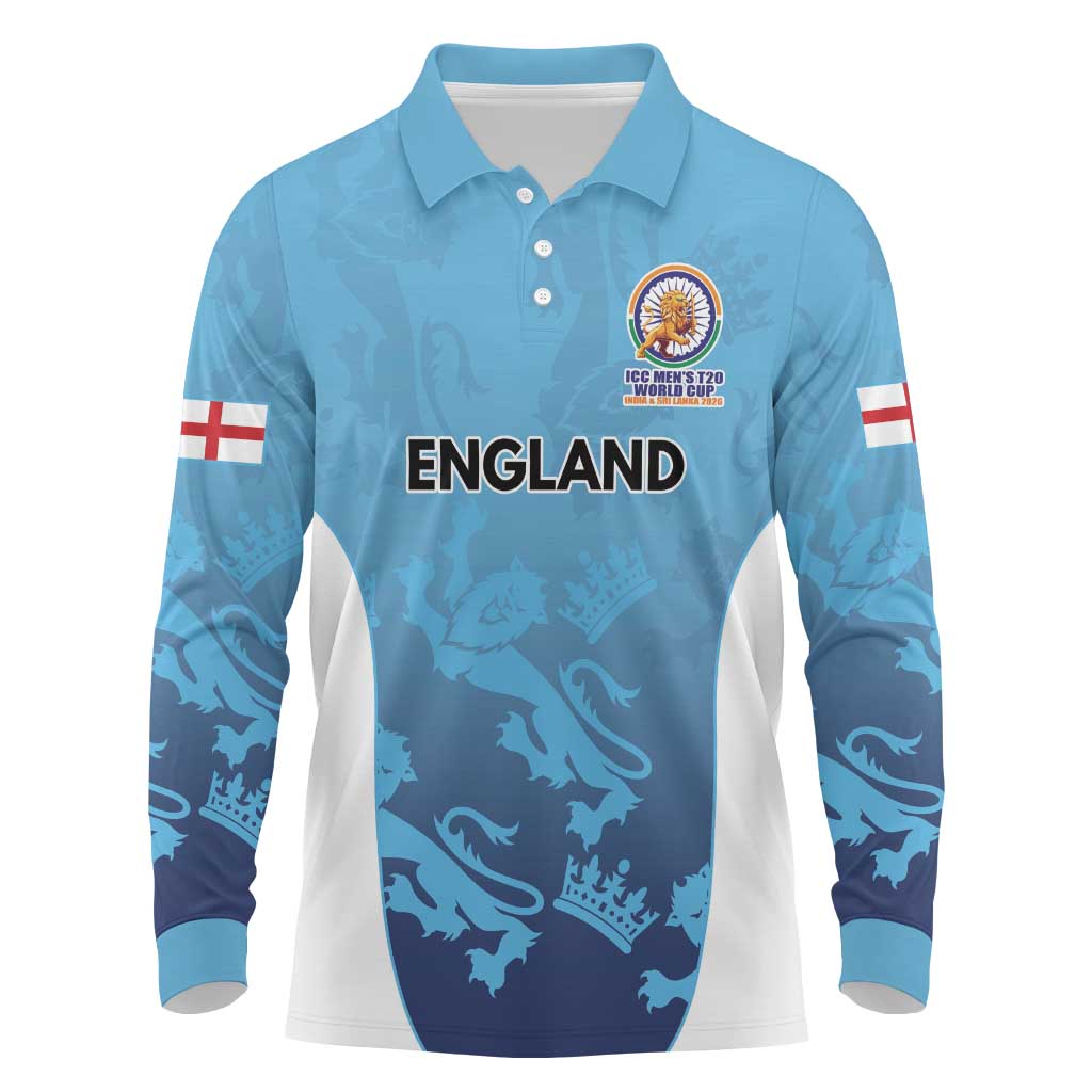 England Cricket Spirit 2026 Long Sleeve Polo Shirt World T20 Edition - Wonder Print Shop